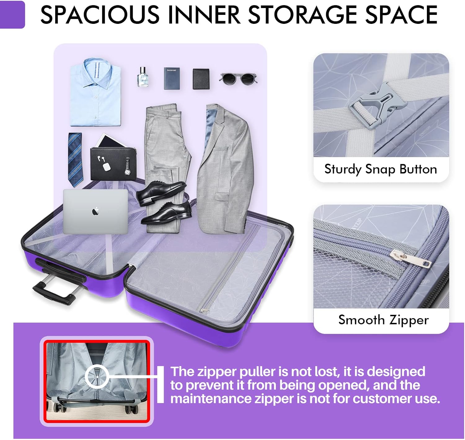 AnyZip Luggage Sets 3 Piece PC ABS Hardside Lightweight Suitcase with 4 Universal Wheels TSA Lock Carry On 20 24 28 Inch Light Blue - Image 7
